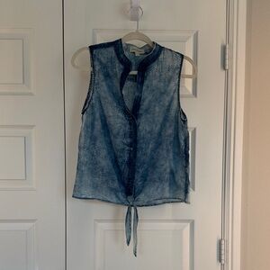 Cloth & Stone Denim Sleeveless Tie-Front Top size S